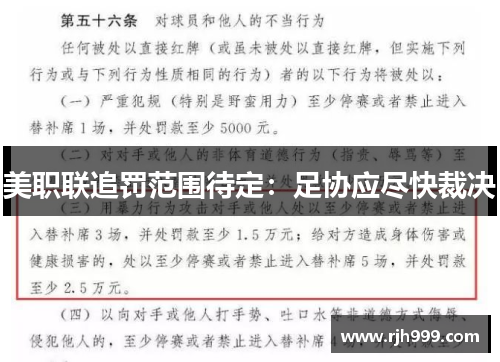 美职联追罚范围待定：足协应尽快裁决